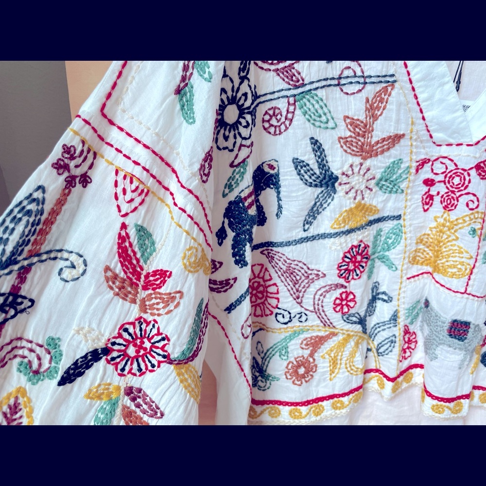 NWT ZARA EMBROIDERED V-NECK TOP - Picture 5 of 6